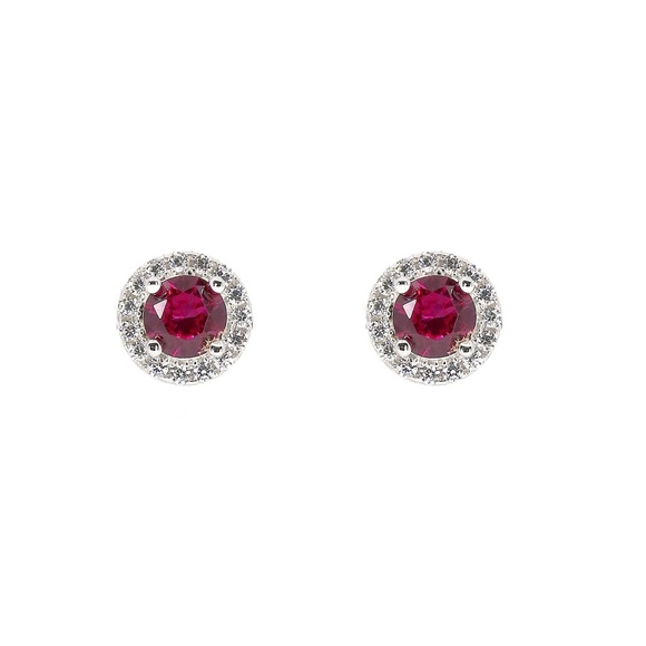New! Anna Zuckerman 2ctw. Simulated Ruby Stud Earrings - Picture 1 of 6